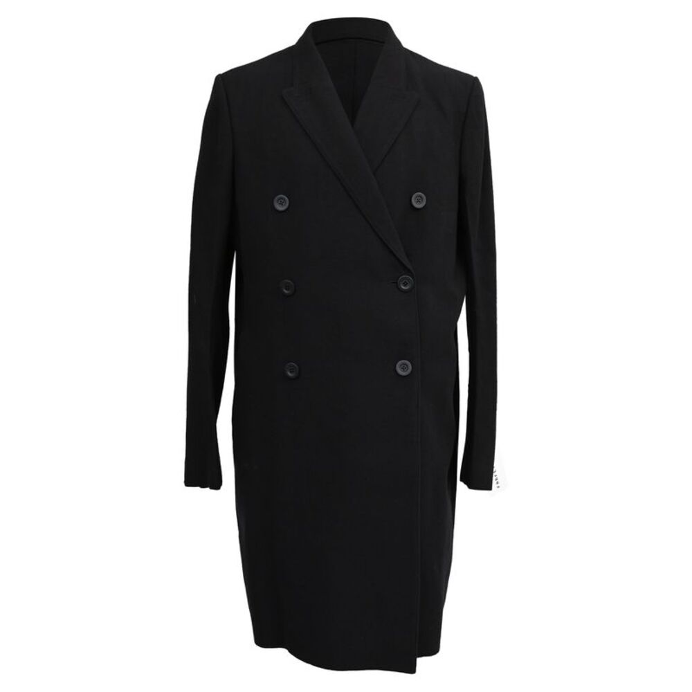 Rick Owens Double-Breasted Coat in Black wool